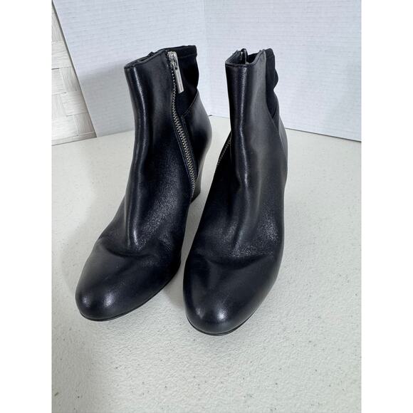 "Michael Kors"  Bromley Womens Blk Leather Wedge Bootie Side Zipper NEW? Classy - Picture 4 of 9